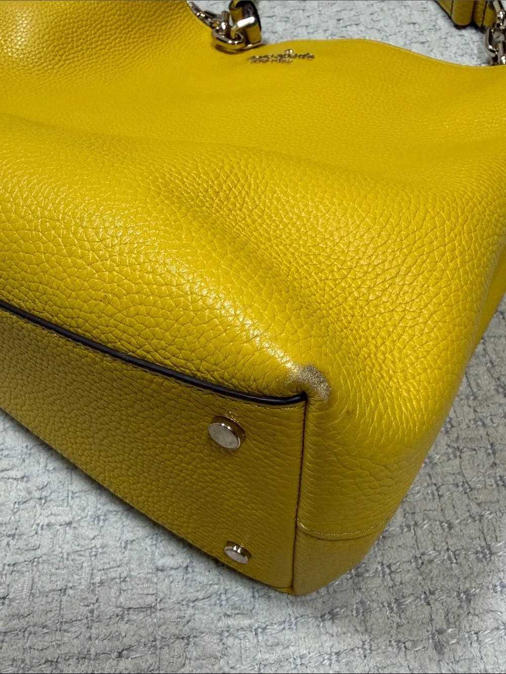 Kate Spade Yellow Leather Chain Shoulder Bag Satchel Tote Purse Gorgeous!